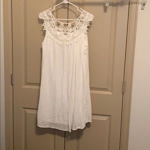 White with crochet neckline